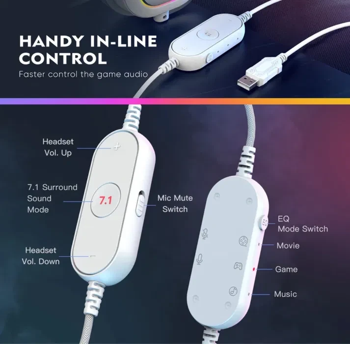 Навушники ігрові Fifine H6 із знімним мікрофоном White - фото 4