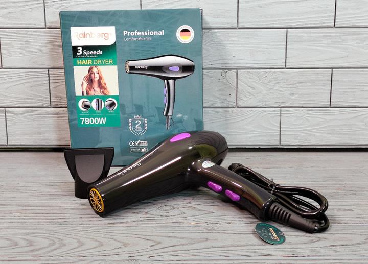 Фен Rainberg RB-2209 7800W Черный (30491761) - фото 2 Фен Rainberg RB-2209 7800W Черный (30491761) - фото 2