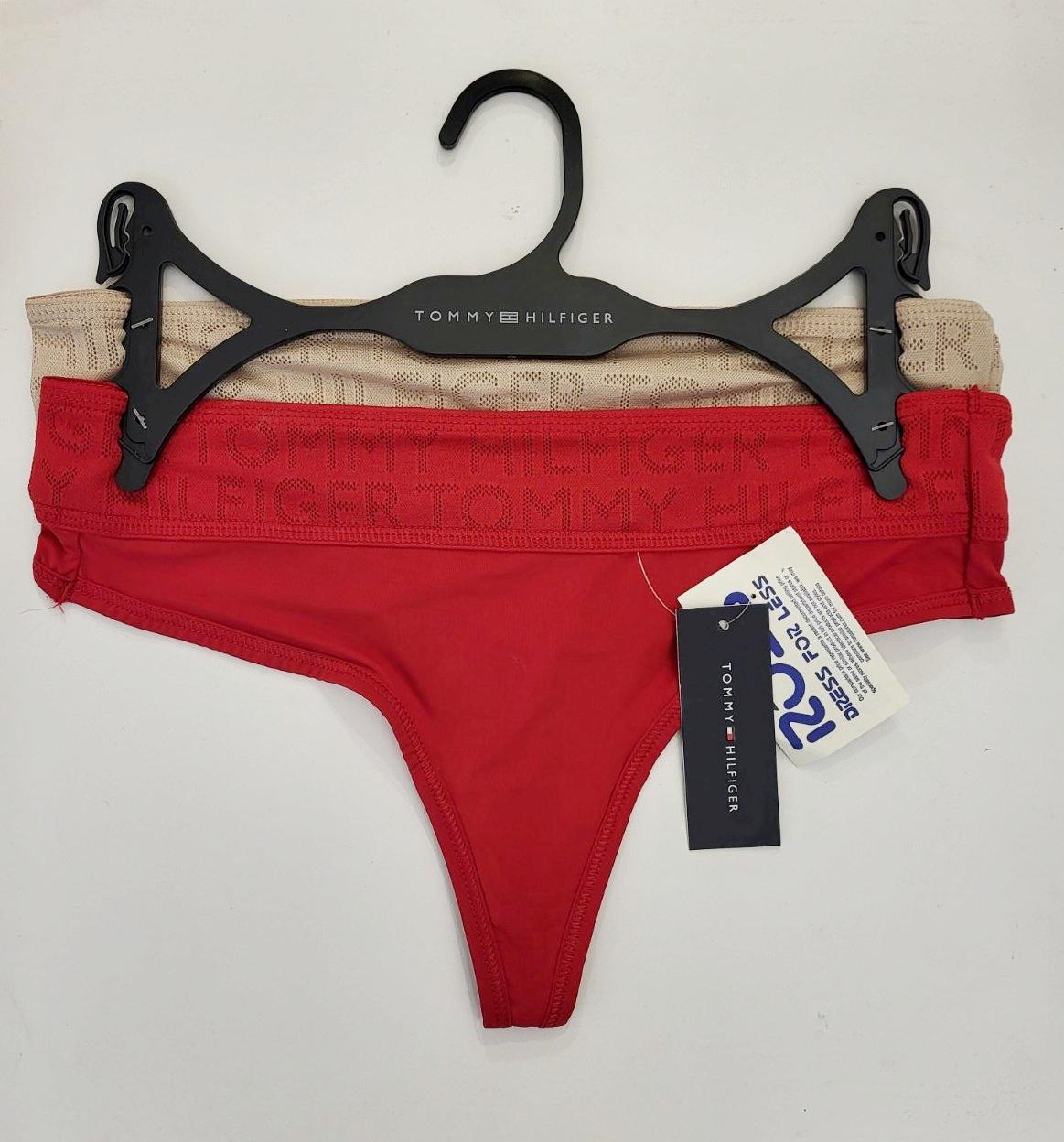 Набор женских стрингов Tommy Hilfiger М Красный/Бежевый (15-103)