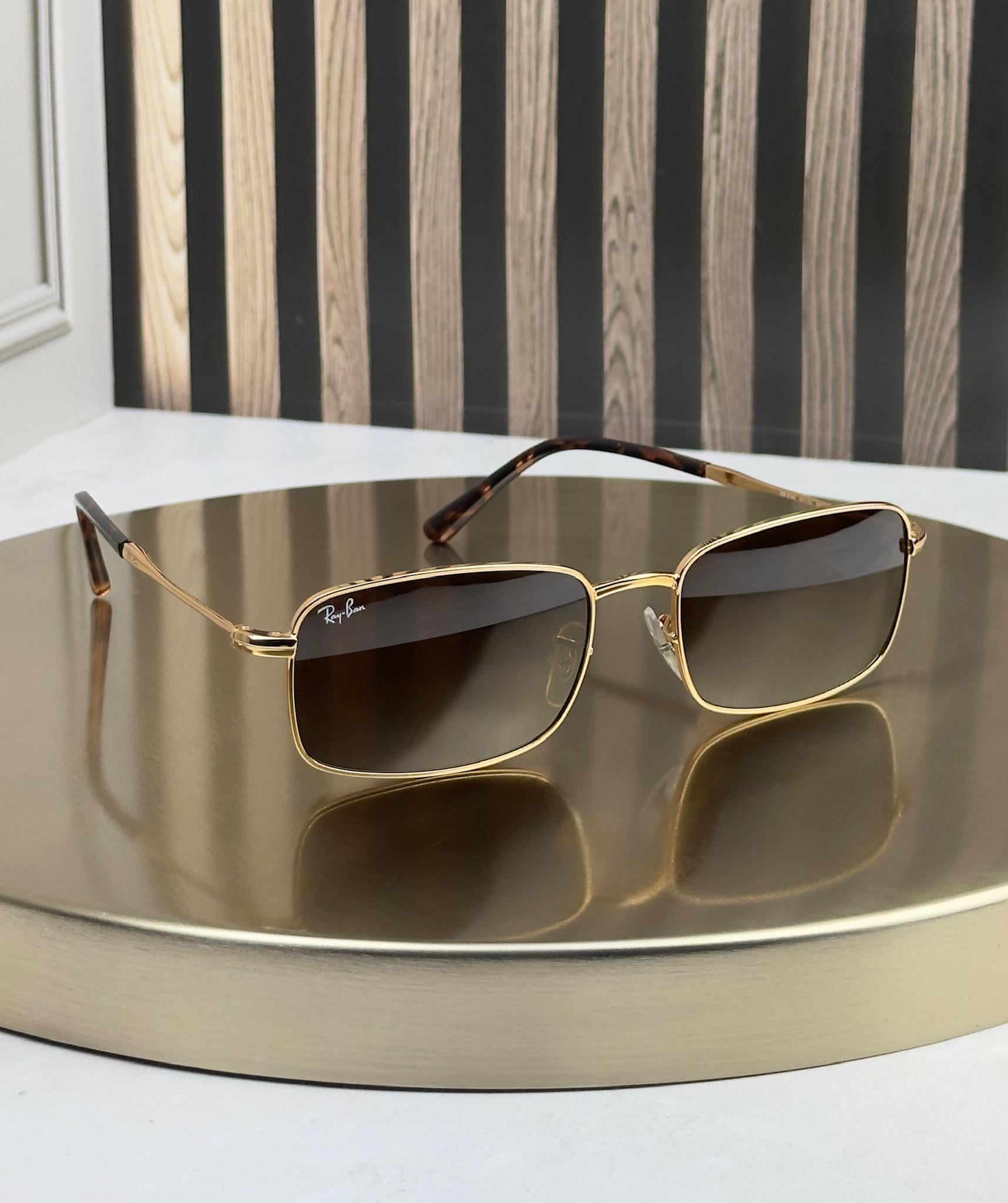 Солнцезащитные очки RAY-BAN RB3746 коричневая градиентная линза прямоугольные Золотой