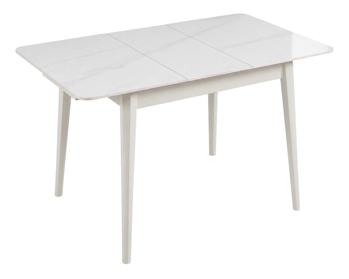 Стол обеденный раскладной Intarsio TALLINN CERAMIC 90/120х70 см Белый глянец/Кашемир