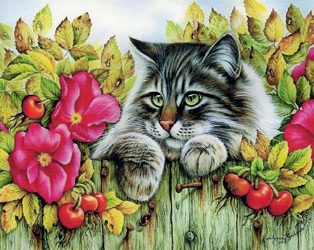 Алмазная мозаика Emerald Craft Пепельный кот 20x30 см (23667)