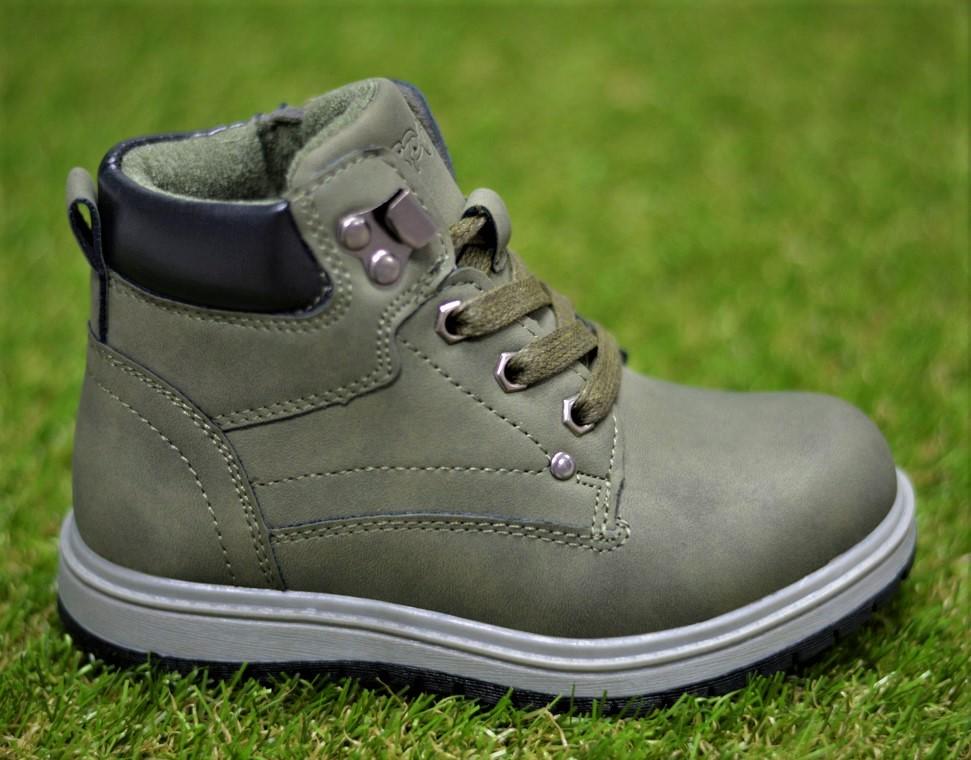 Ботинки детские демисезонные на флисе для мальчика р. 28 Хаки (11292091)