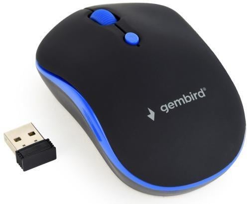 Компьютерная мышка беспроводная Gembird MUSW-4B-03-B USB 800/1200/1600 dpi 1xAА Черный/Синий (MUSW-4B-03-B)