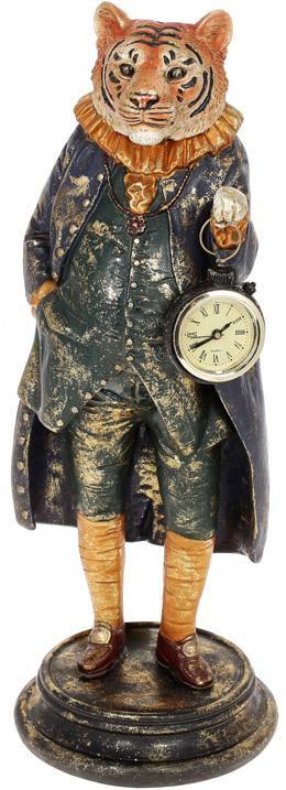 Статуетка декоративна Тигр із Годинником полістоун 40,5 см Синій/Золотий