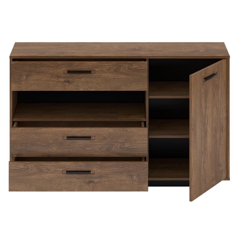 Комод Blonski 1Д3Ш Deli E из ДСП/МДФ Черный/Дуб больцано - фото 2