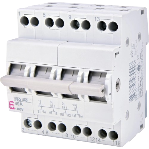 Переключатель нагрузки модульный ЭТИ SSQ 440 1-0-2 4 фазы 40А 400V Белый (33726720)