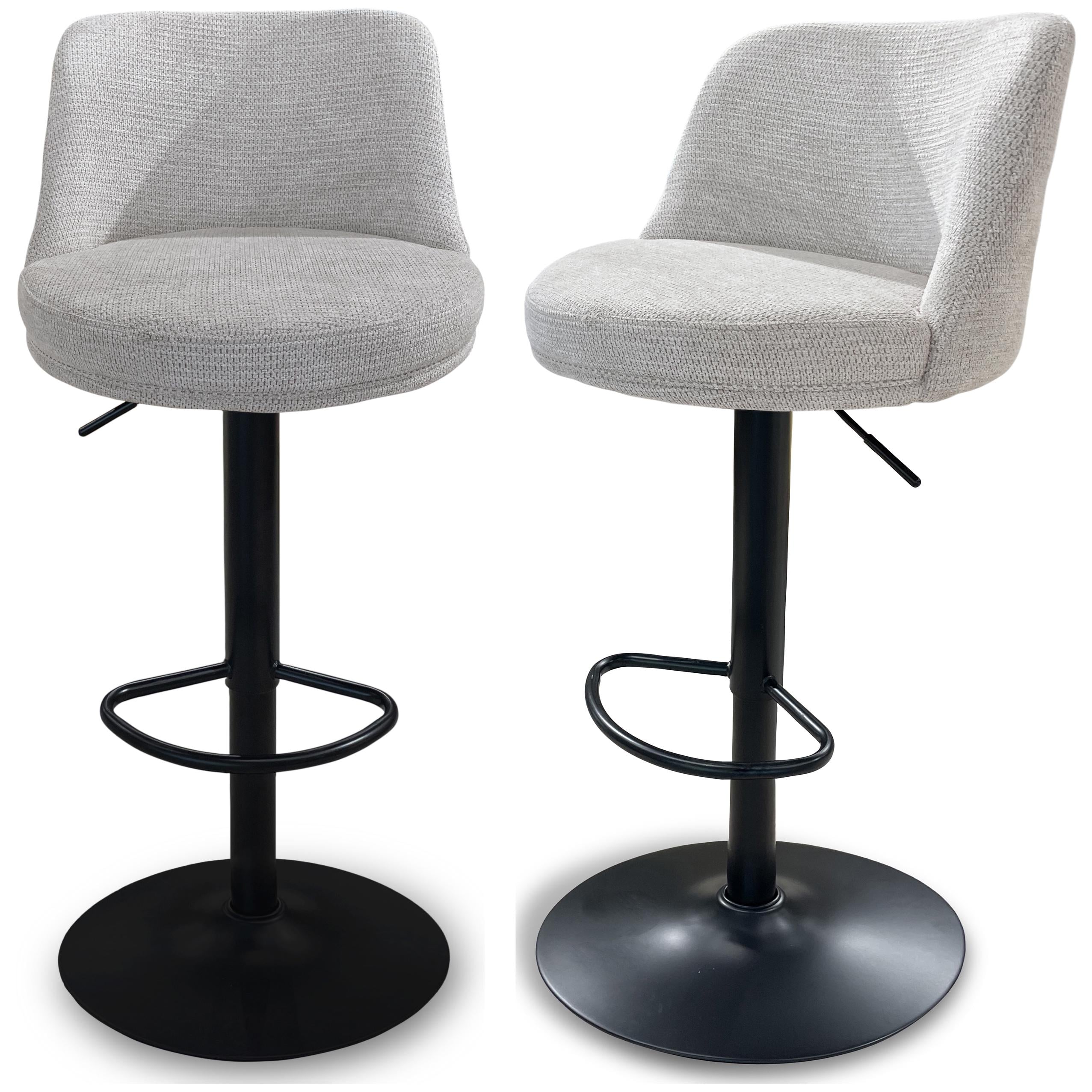 Комплект из 2-х барных стульев Naive поворотных 360° регулируемых по высоте Marble linen black base (16107)