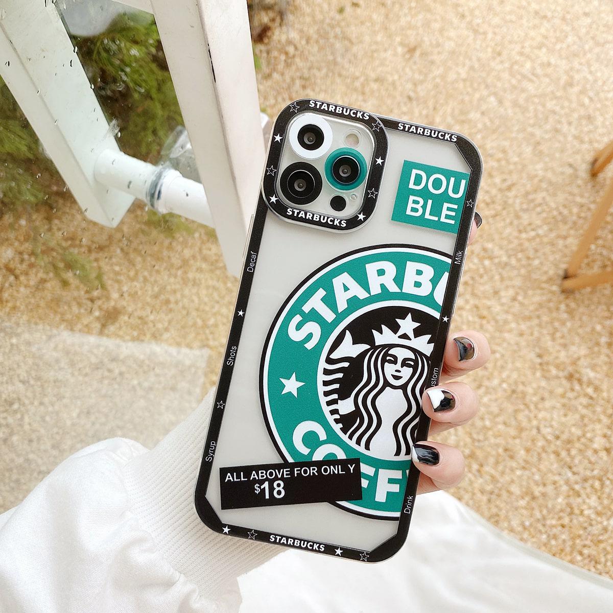 Чехол для iPhone 13 Starbucks с защитой камеры Прозрачно-черный - фото 6 Чехол для iPhone 13 Starbucks с защитой камеры Прозрачно-черный - фото 6