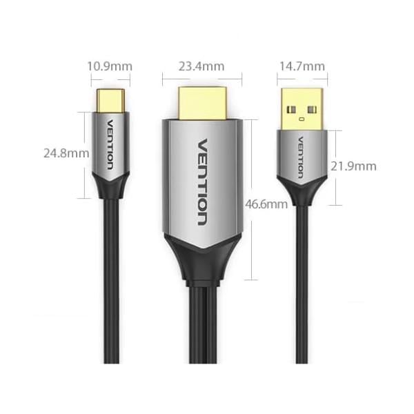 Кабель для передачі даних Vention USB-C-HDMI-USB-A v2.0 1,5 м Чорний (604964) - фото 2