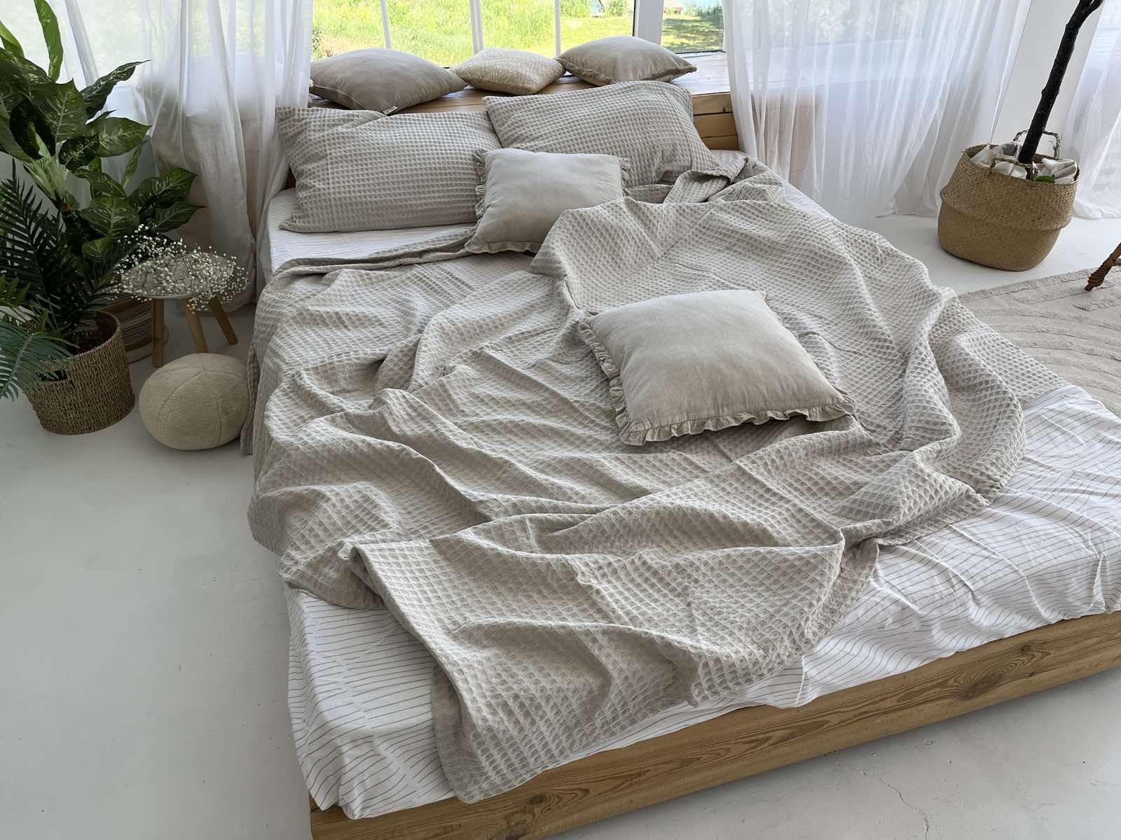 Покрывало ZEINTEX Greece вафельное 160х210 см Серо-бежевый (18094009) - фото 4