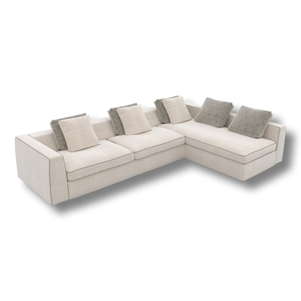 Диван угловой MeBelle LINEA-XL 3,2 м рогожка Молочный (D_033)