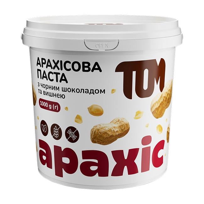 Арахисовая паста TOM 1 кг с черным шоколадом и вишней