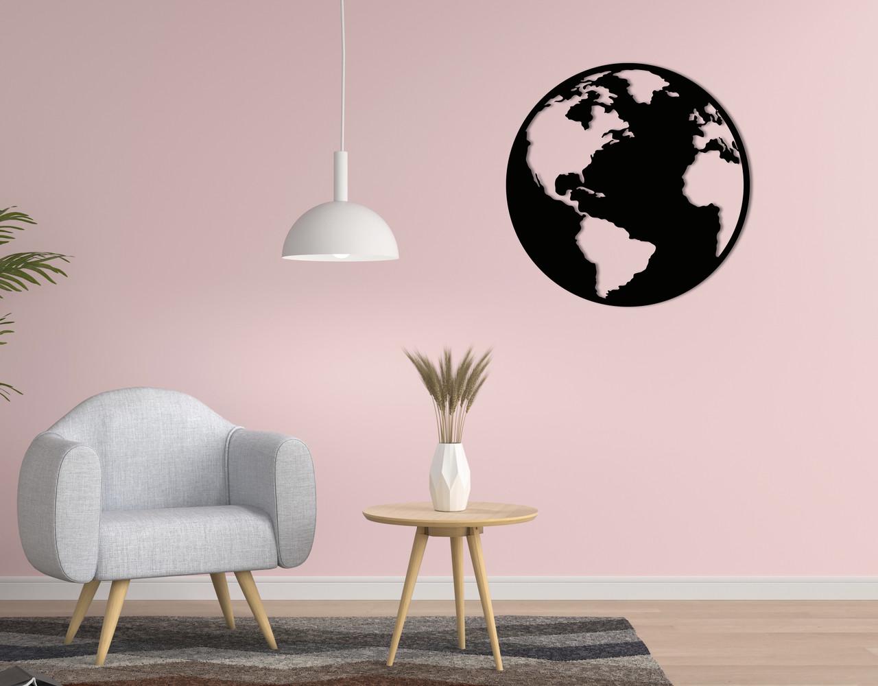 Панно на стену из дерева декоративное Upwood Decor Globe2 70x70 см Black (1516475576)