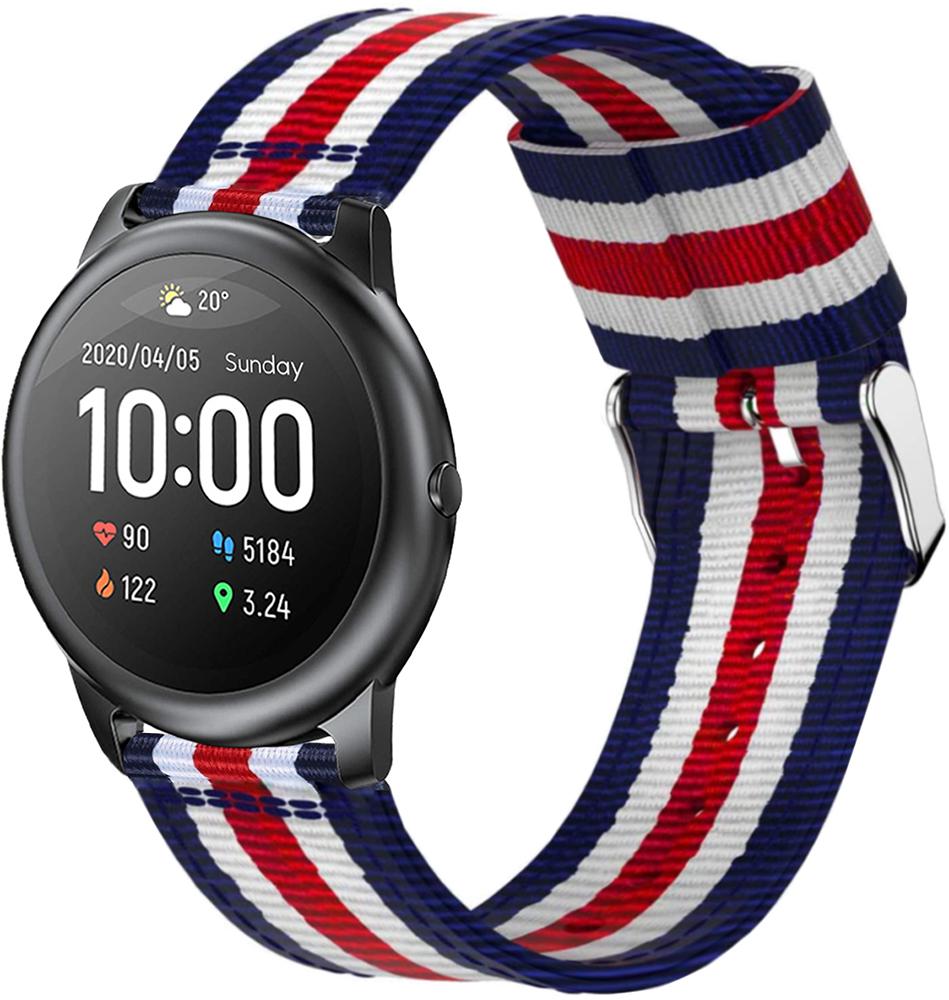 Ремінець тканинний Canvas для Haylou Smart Watch Solar LS05 Blue/White/Red (23303)