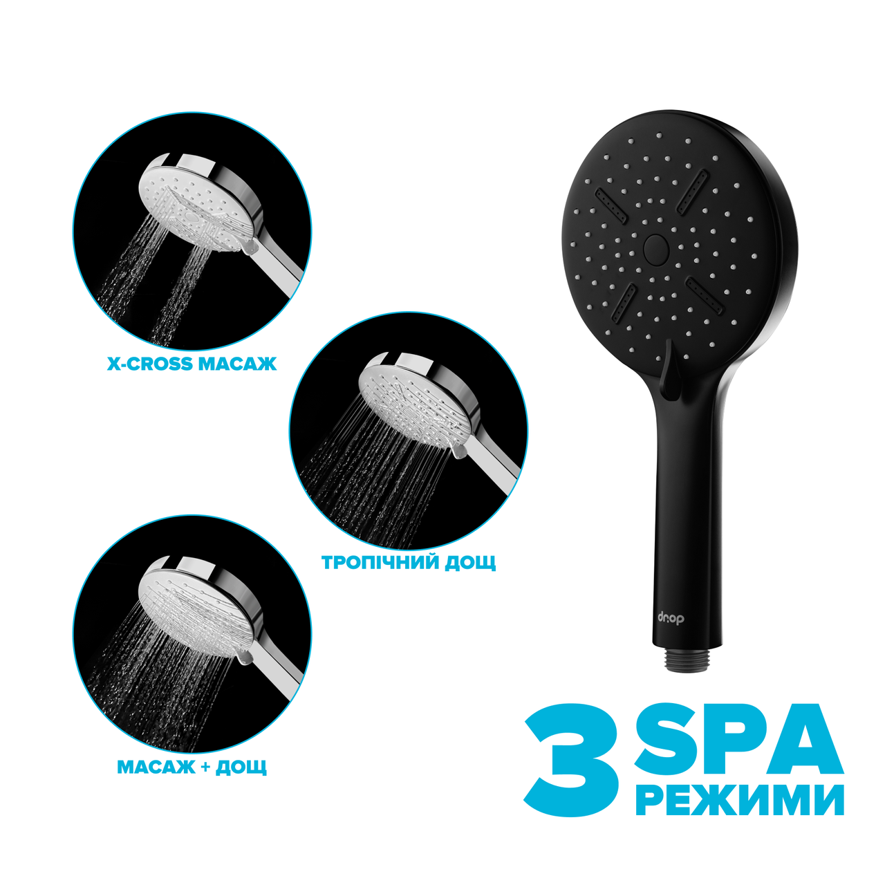 Воронка душевая водосберегающая Drop SPA3F-MULTI120BL X-CROSS со SPA потоками (24237586) - фото 2