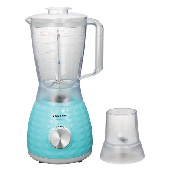 Блендер Sokany SK-03030 с кофемолкой и чашей 1,5 л Бирюзовый