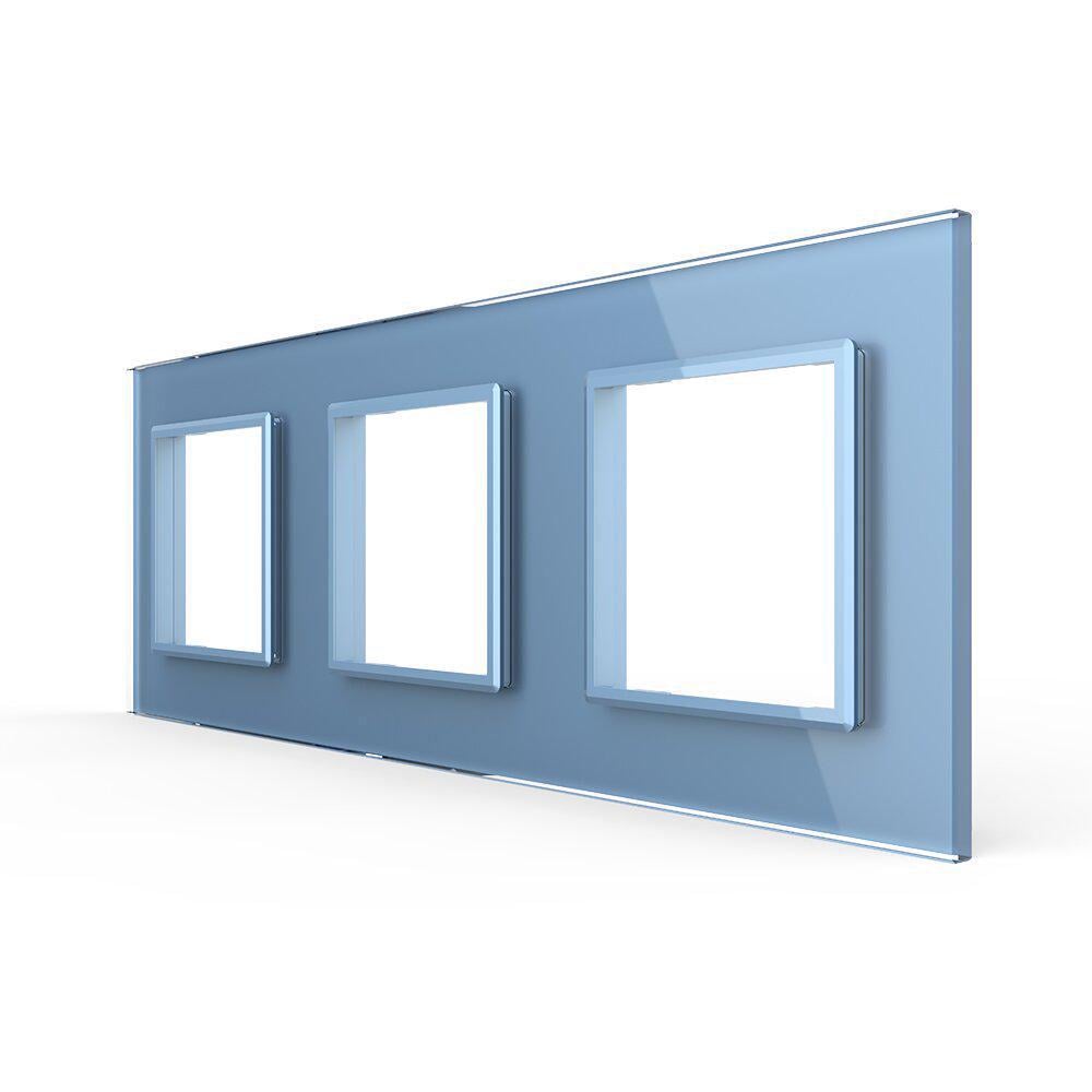 Рамка розетки Livolo 3 місця скляна Блакитний (C7-SR/SR/SR-19)