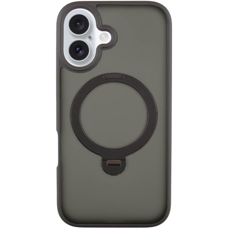 Противоударный TPU+PC чехол Metal Buttons with MagSafe Colorful HQ Ring для Apple iPhone 16 (6.1") Black