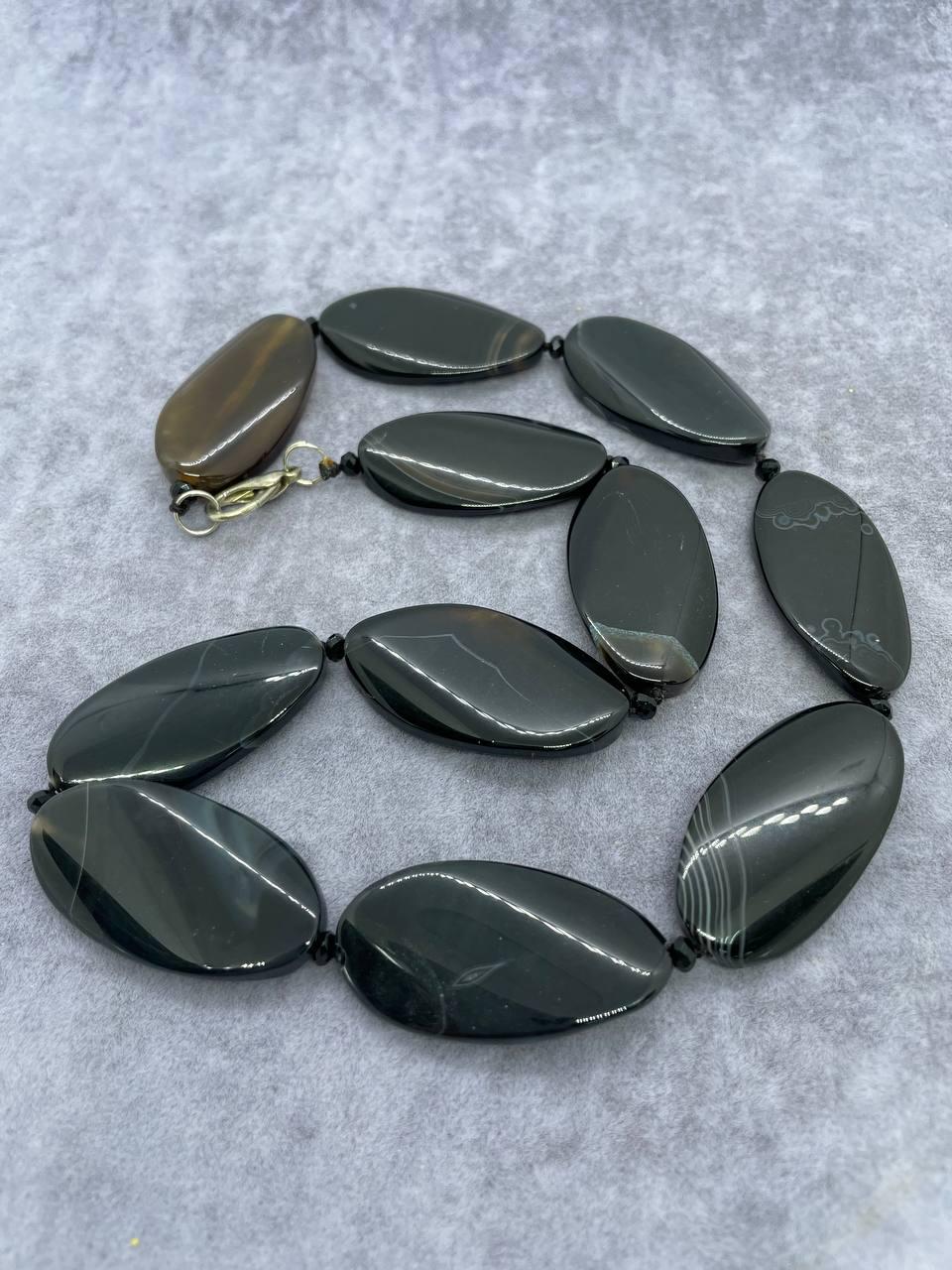 Бусы агат 50 см Черный (9818)