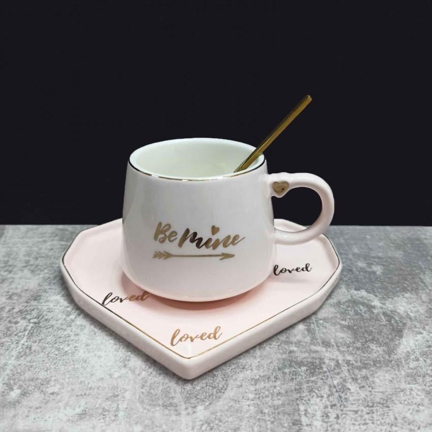 Чашка с блюдцем S&T Сердце 200 мл Розовый (01162YG) Чашка с блюдцем S&T Сердце 200 мл Розовый (01162YG)