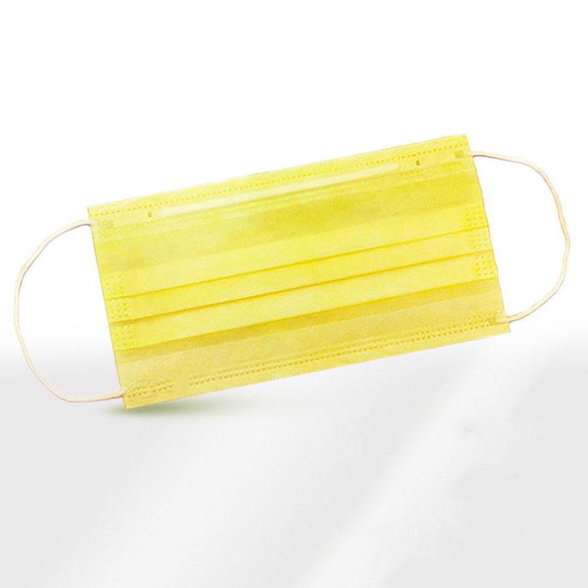 Маски защитные медицинские трехслойные с мельтблауном 100шт. Yellow - фото 4
