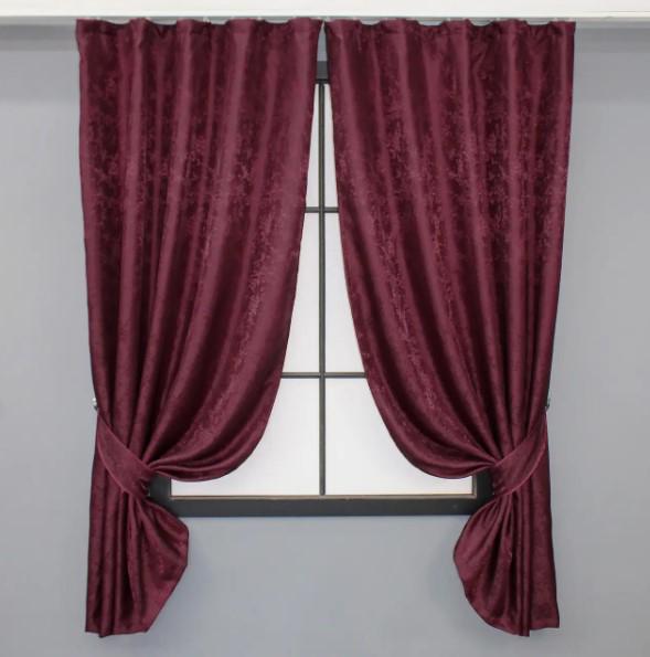 Комплект штор Мрамор жаккард Al1 1,3х1,7 м 2 шт. Бордовый (1302ш 35-0254)