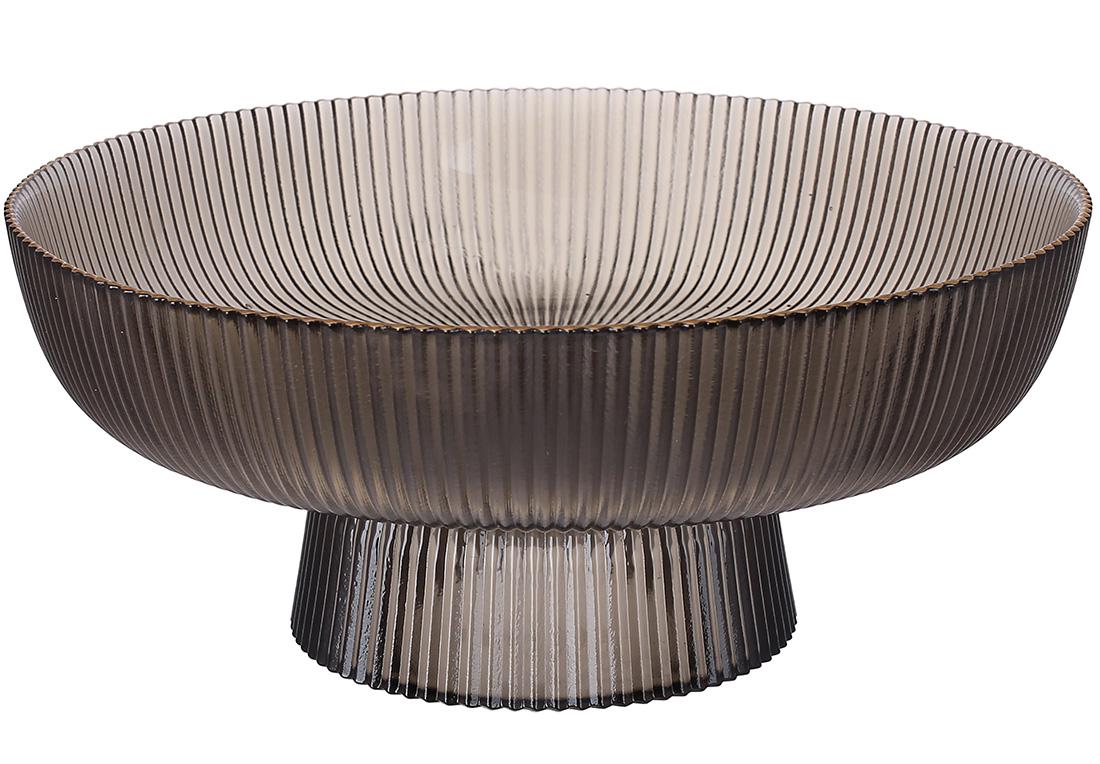 Фруктовниця скляна BonaDi Scandi на ніжці 20 см Сірий димчастий (992-050)