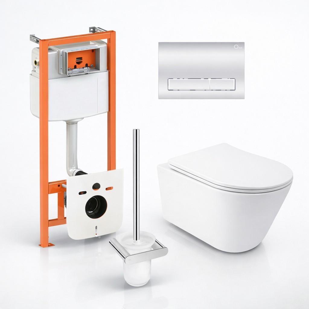 Готовое решение Qtap Swan подвесной унитаз Ultra Quiet/инсталляция Nest 4в1/кнопка Chrome/ершик (45154) Готовое решение Qtap Swan подвесной унитаз Ultra Quiet/инсталляция Nest 4в1/кнопка Chrome/ершик (45154)