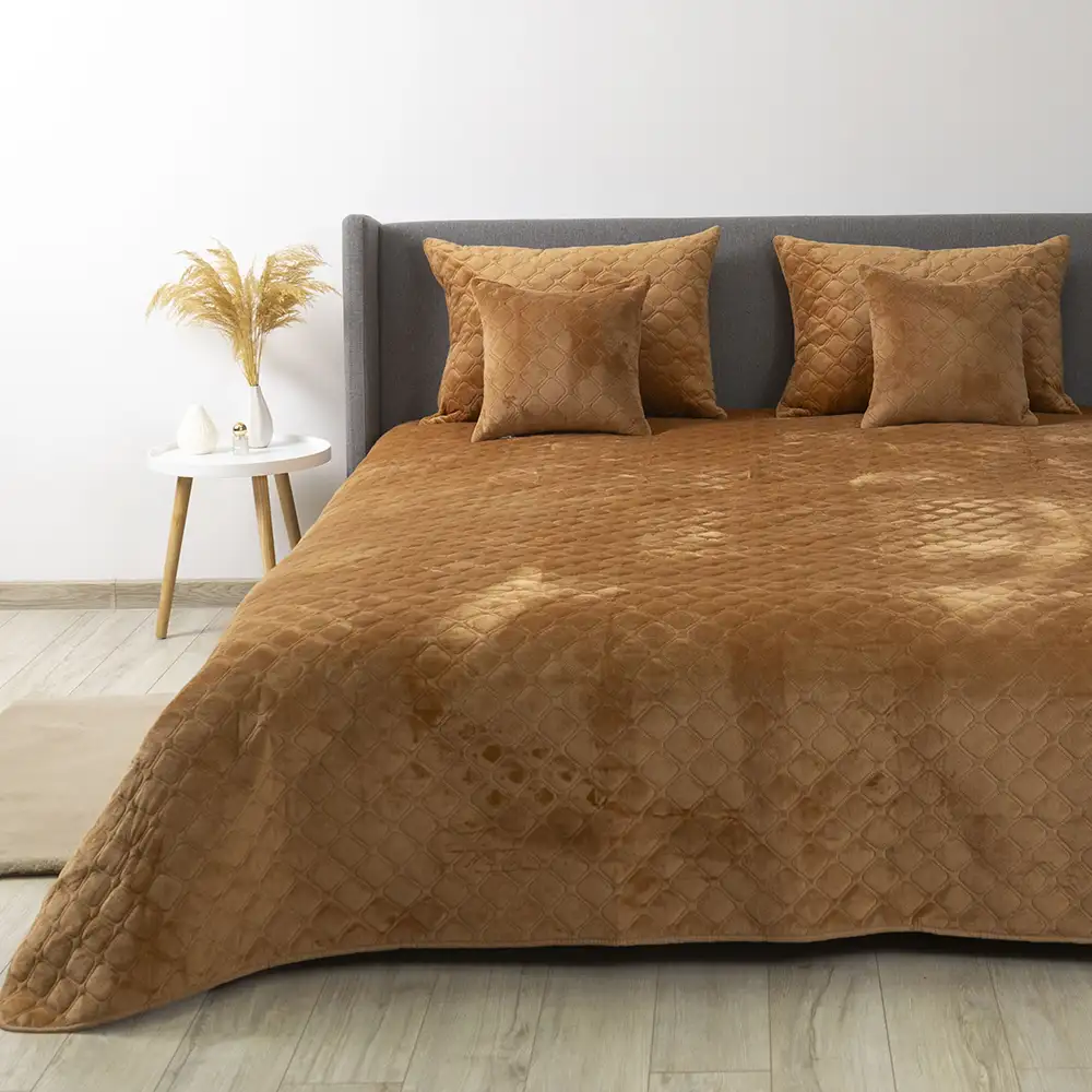 Покривало ТЕП VELOUR Ромб круглий 220x240 см Кавовий (34715933)