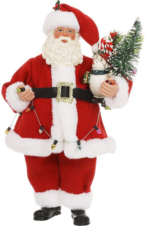 Декоративная игрушка Санта с гирляндой 28 см Красный.