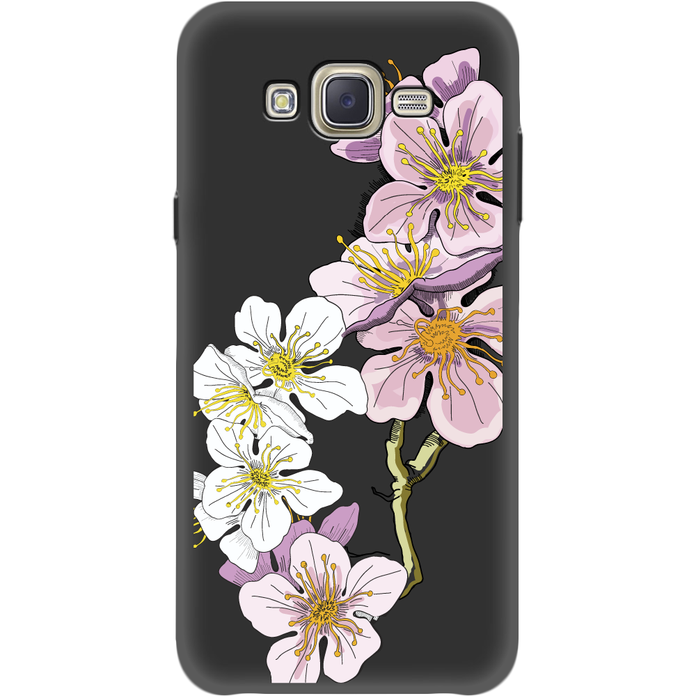 Чехол BoxFace Samsung J700H Galaxy J7 Cherry Blossom Черный силикон (24496-cc4-35121)