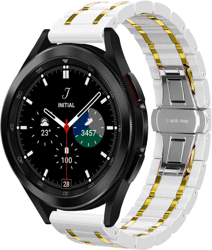 Ремешок керамический Ceramo для Galaxy Watch 4 Classic 46 мм White/Gold (28728-65)