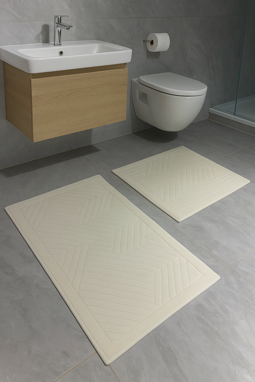 Комплект хлопковых ковриков Tropikhome Shaggy 100x60/50x60 см 2 шт. (4141 Braid)