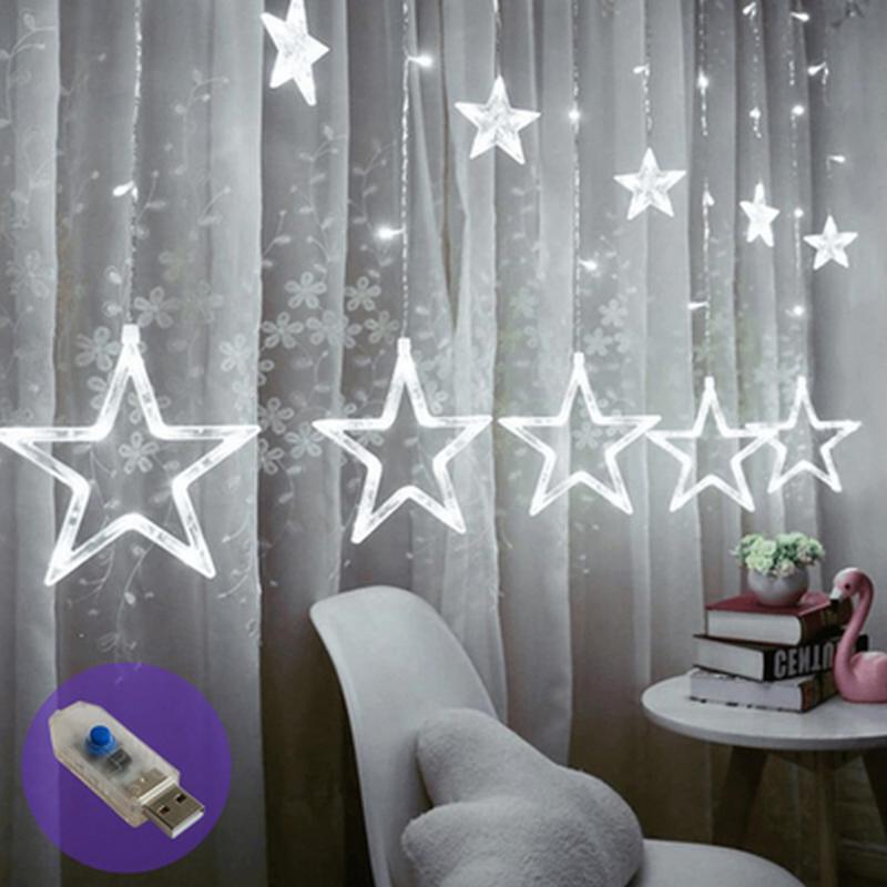 Гірлянда-штора Зірки на барейках та USB Xmas 3х1 м Білий (4507312)