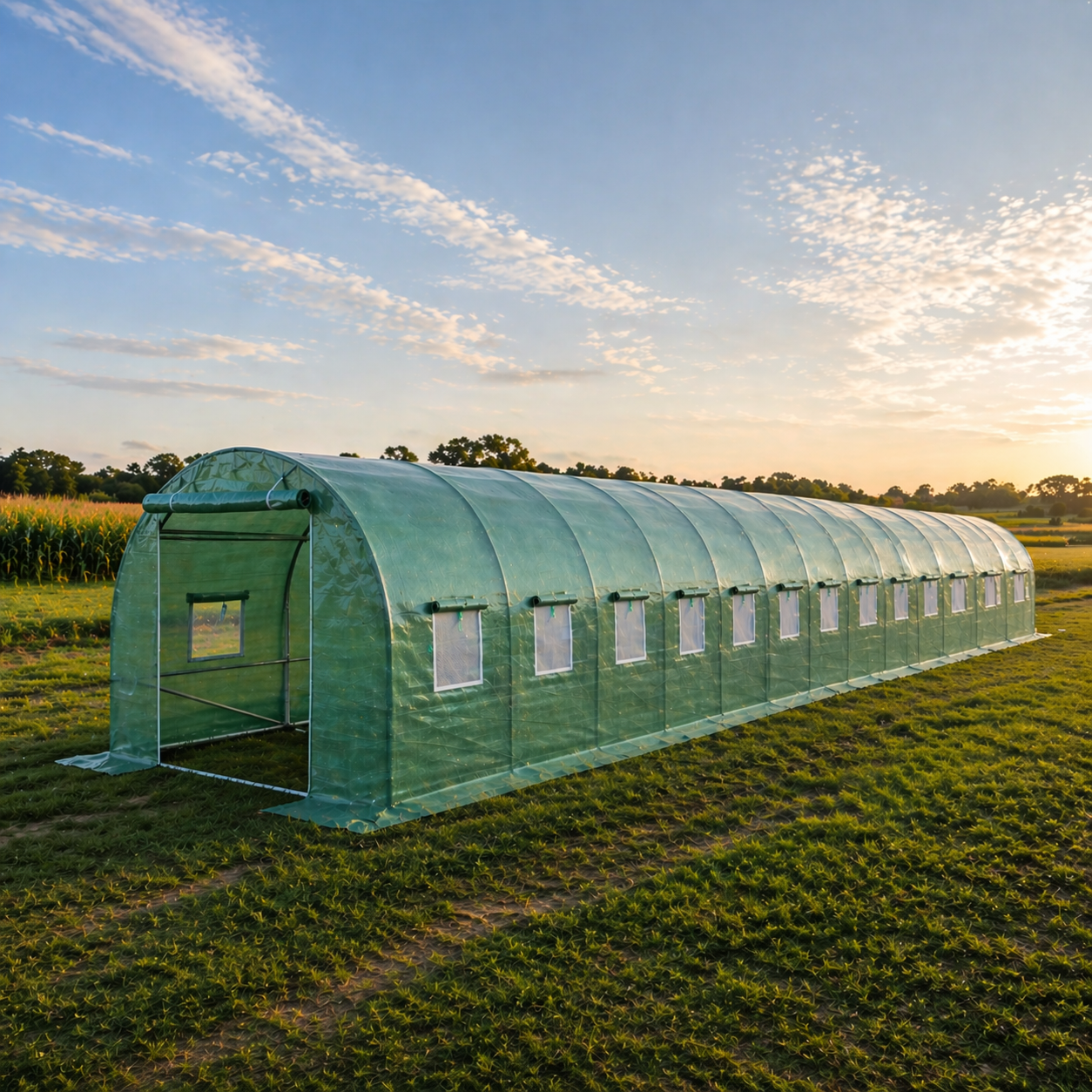 Теплица-парник садовая арочная Helper HP-1078 13х3х2 м 39 м2 каркасная Зеленый