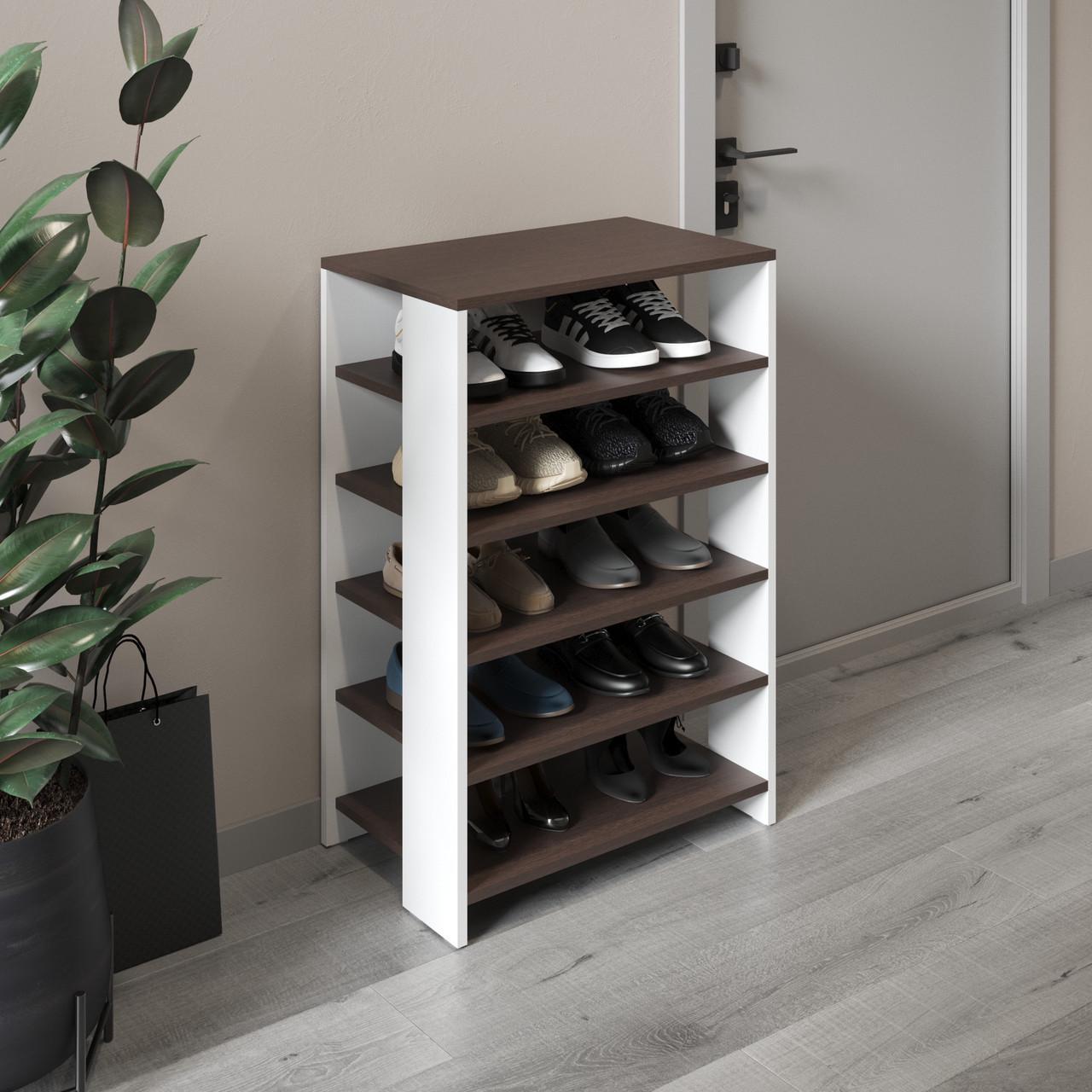 Тумба для обуви с 5 полками VAYS Белый + Венге темный 60х34,4х90 см