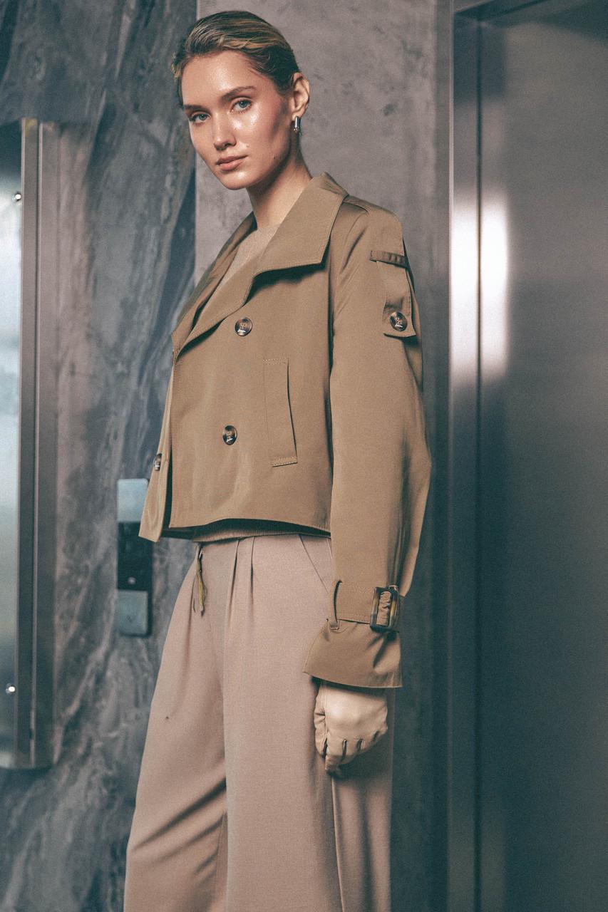 Тренч укороченный XXL-3XL Бежевый (2737785258) - фото 2