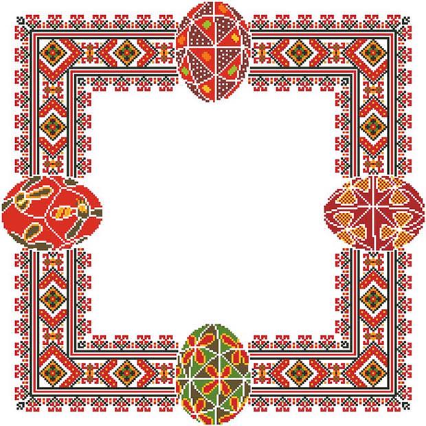 Схема пасхальная скатерть для вышивки бисером и нитками на ткани (ТР262пБ)