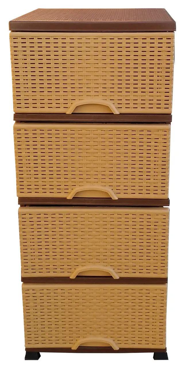 Комод пластиковий Elif Plastik Ротанг 4 ящики Бежевий (1757-Б) - фото 2 Комод пластиковий Elif Plastik Ротанг 4 ящики Бежевий (1757-Б) - фото 2