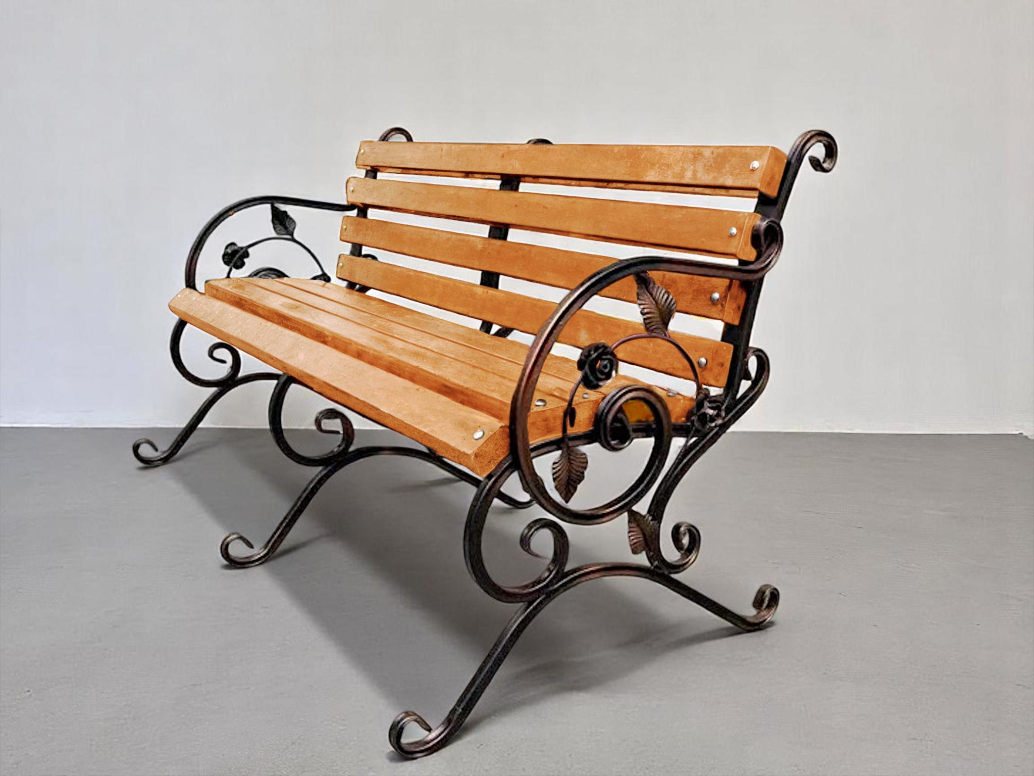 Скамейка садовая кованая Tobi Sho Камелия с подлокотниками 170 см усиленная Дуб - фото 3 Скамейка садовая кованая Tobi Sho Камелия с подлокотниками 170 см усиленная Дуб - фото 3