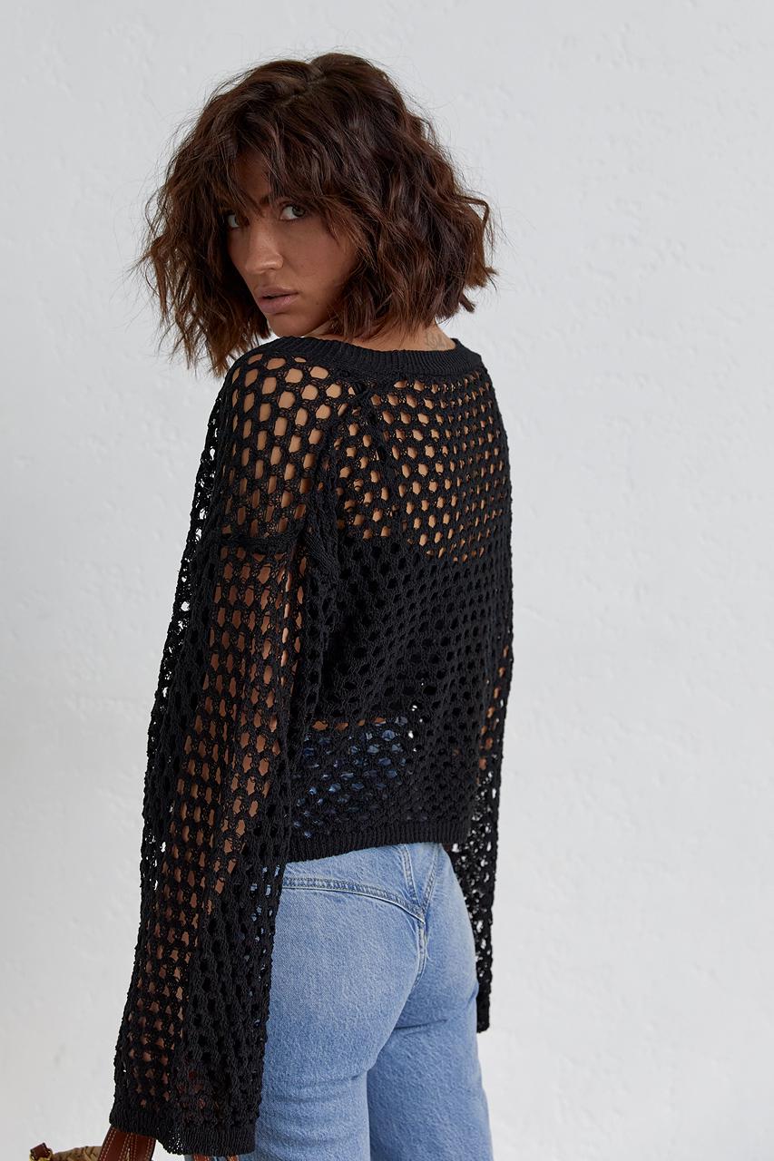 Кардиган укороченный на пуговицах L Черный (11092654) - фото 2 Кардиган укороченный на пуговицах L Черный (11092654) - фото 2