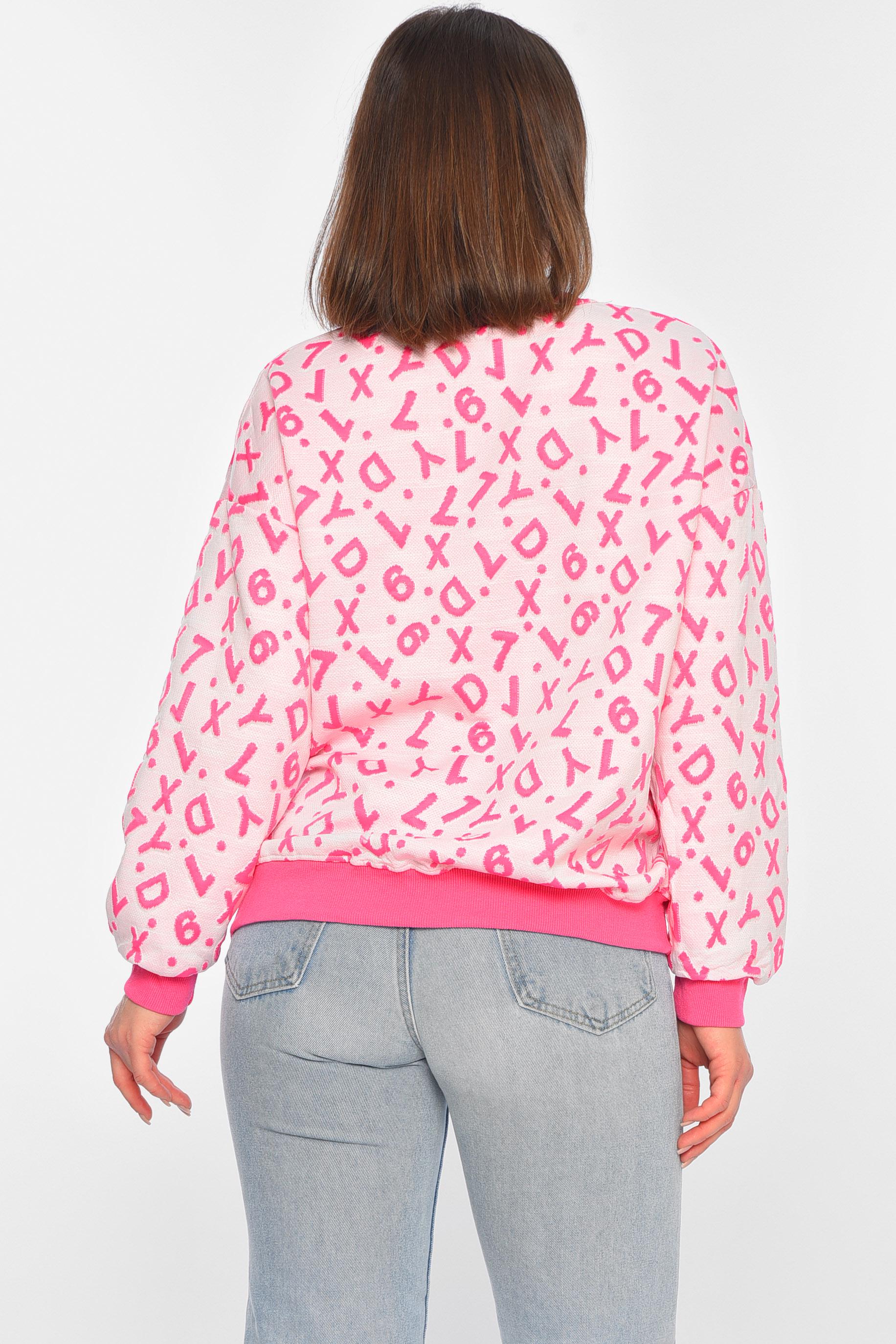 Свитер женский 4XL с принтом Розовый (195330) - фото 3 Свитер женский 4XL с принтом Розовый (195330) - фото 3