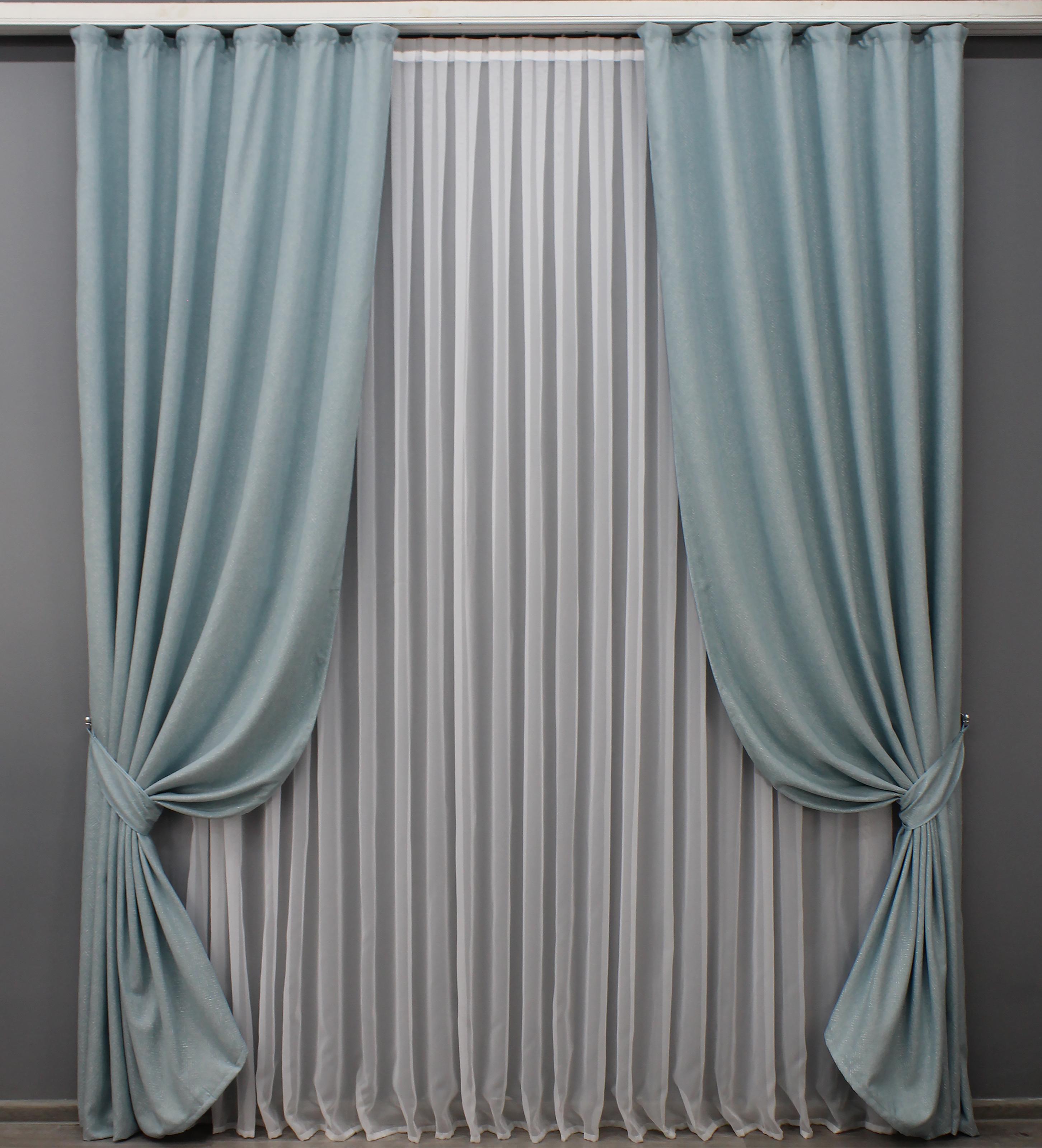 Комплект готовых штор VR-Textil Лен №1452ш 150х270 см 2 шт. Голубой (33-0299) Комплект готовых штор VR-Textil Лен №1452ш 150х270 см 2 шт. Голубой (33-0299)