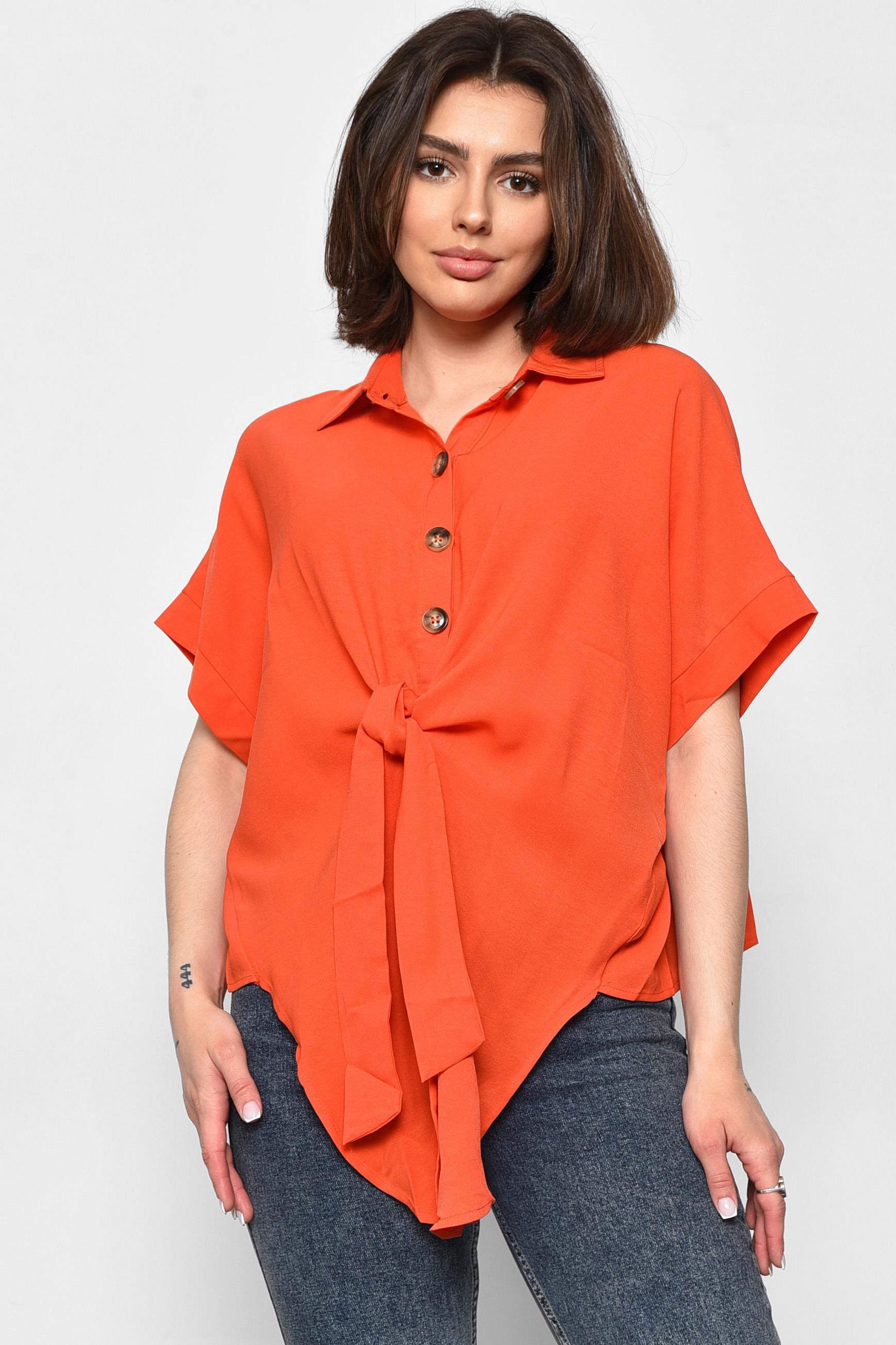 Блуза жіноча з коротким рукавом р. 46-48 Помаранчевий (176222)