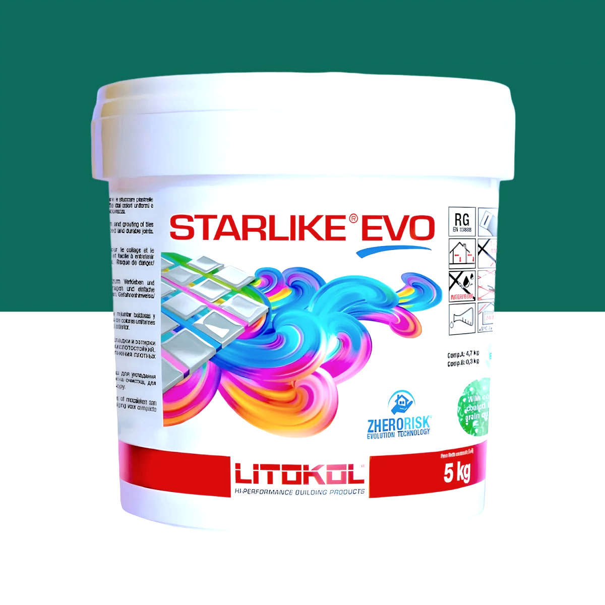 Затирка для плитки Litokol Starlike EVO 430 двокомпонентна епоксидна 5 кг Зелена сосна