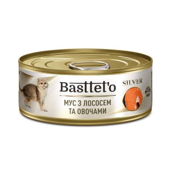 Корм для котів вологий Basttet'o Silver Мус з лососем та овочами консерви 85 г (Бт0052)