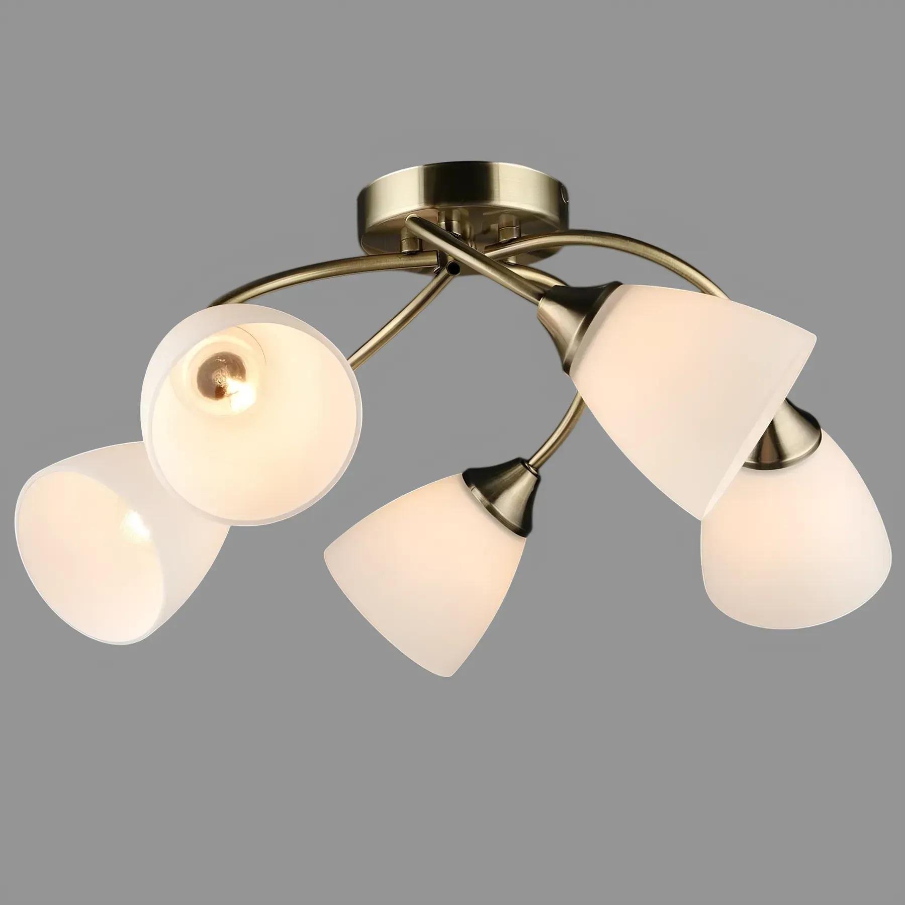 Люстра стельова Valeso N6634/5 на п'ять матових плафонів під лампу Е27 IP20 Бронзовий (00000139876)