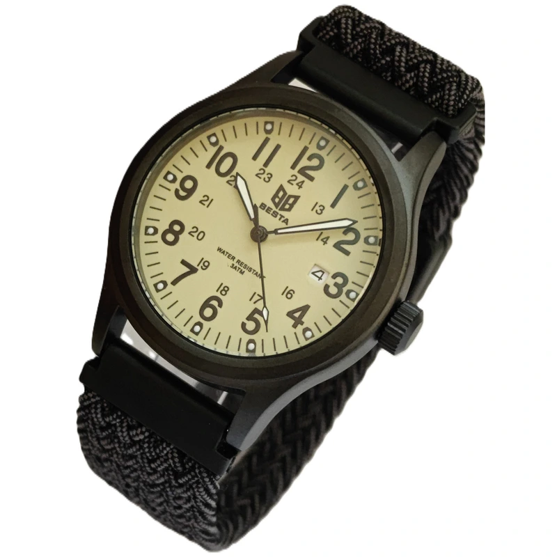 Годинник чоловічий тактичний Besta Command Nylon 2 ремінці Green (10598)