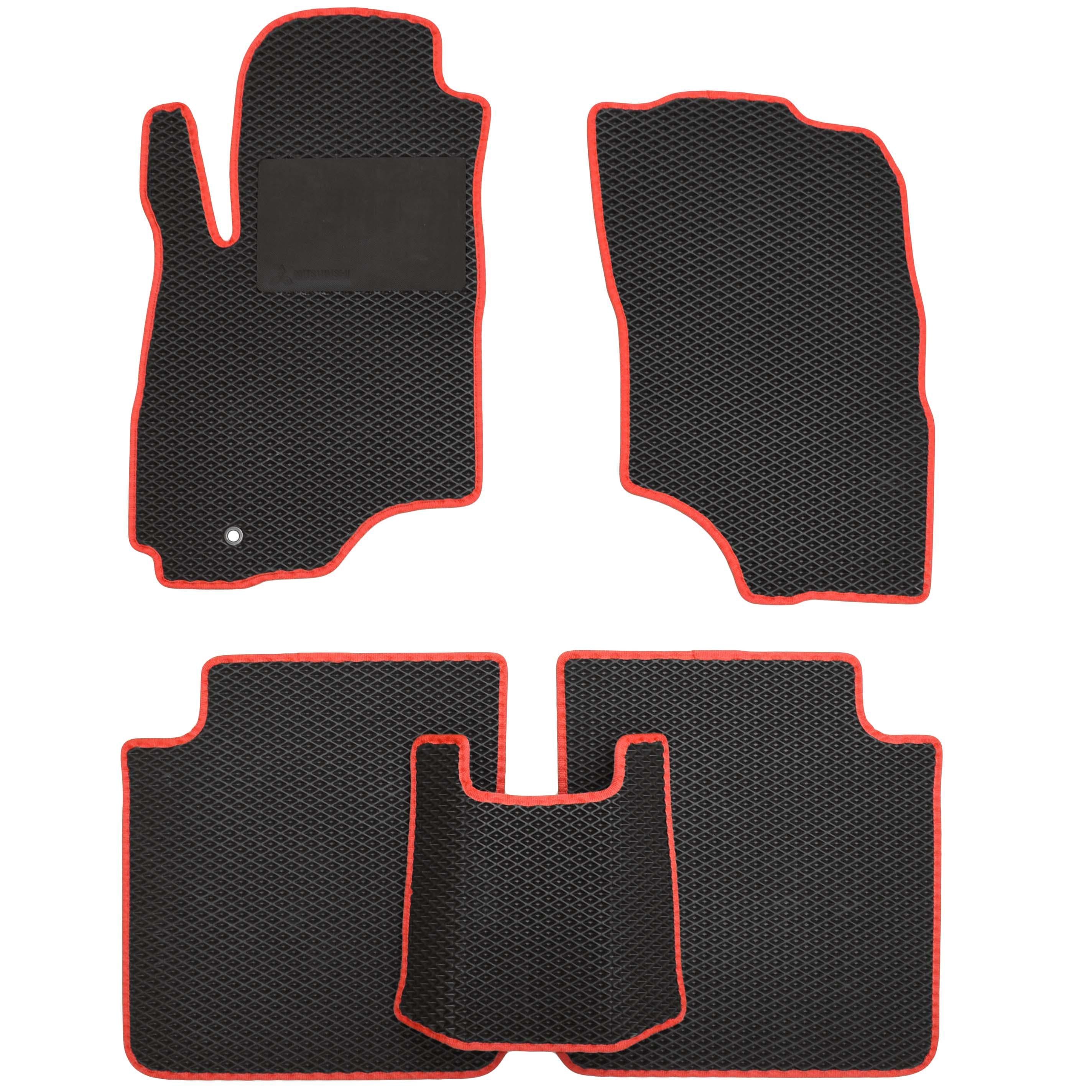 Коврики в салон Kinetic для Mitsubishi Outlander '03-07 EVA с подпятником Черный/Красный